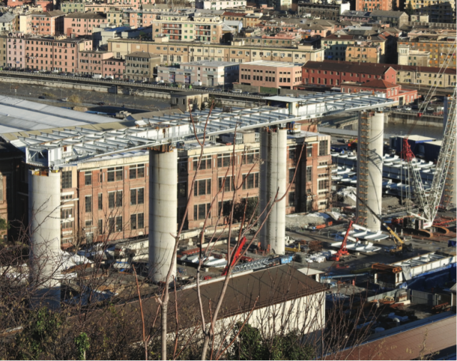 View of construction work from the west side of the valley, with the Ansaldo factory behind. Photo Stefano Goldberg